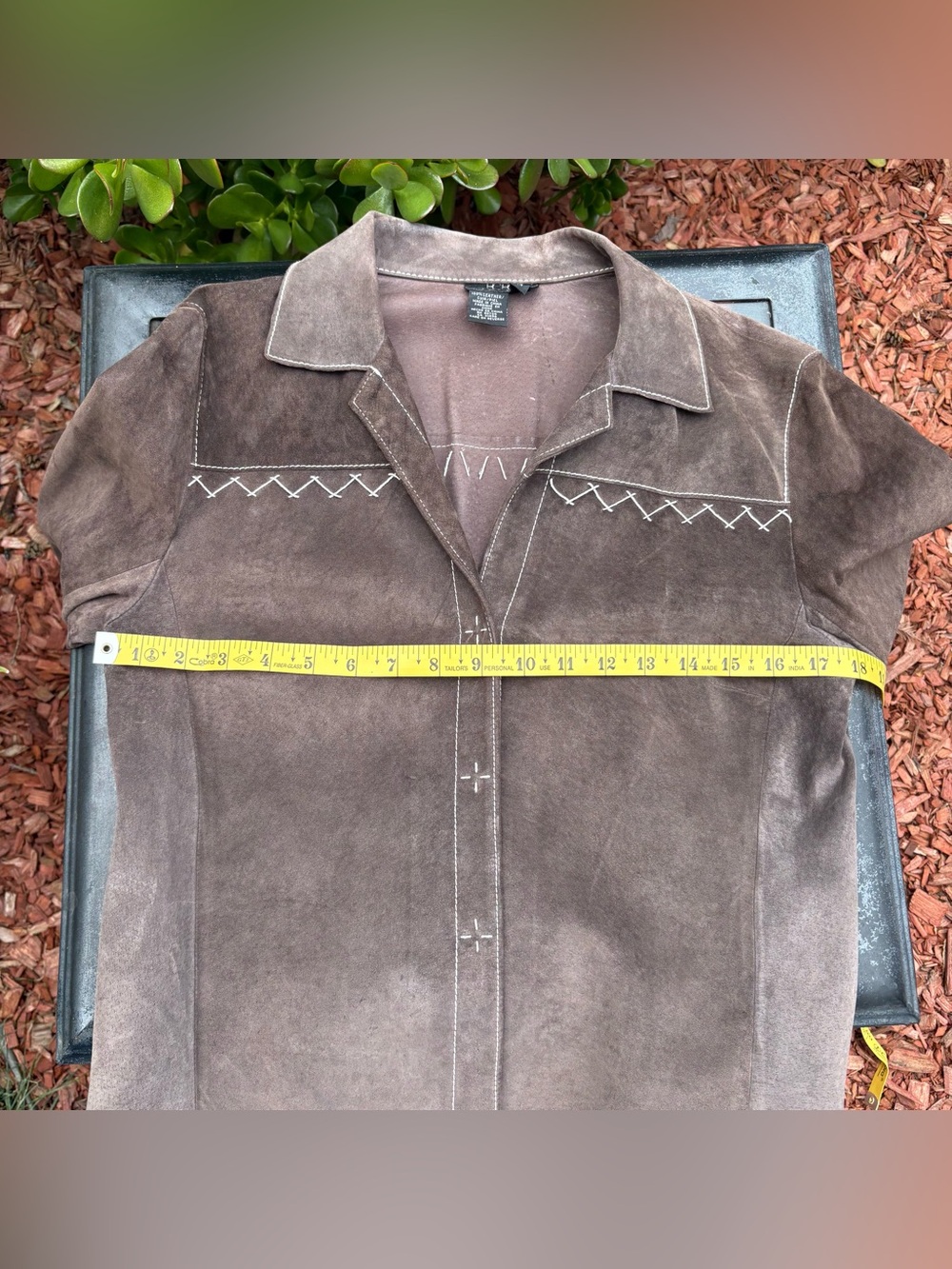 BCBG Max Azria Brown Suede Leather Western Shirt Jacket Size M - Picture 7 of 11